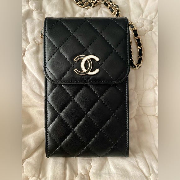 Chanel Phone Holder Classic Black Quilted Mini Bag - Picture 2 of 10
